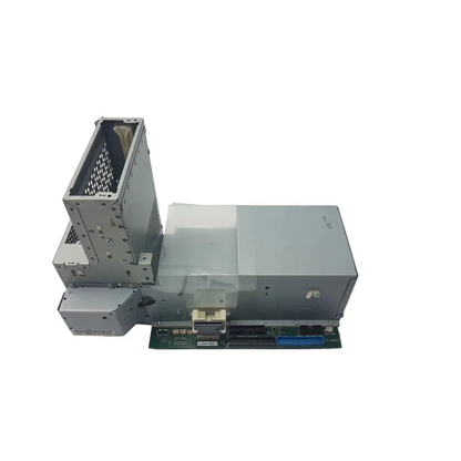 Gray metallic engine pca electronics module with perforated panels and visible circuit board power supply unit back side