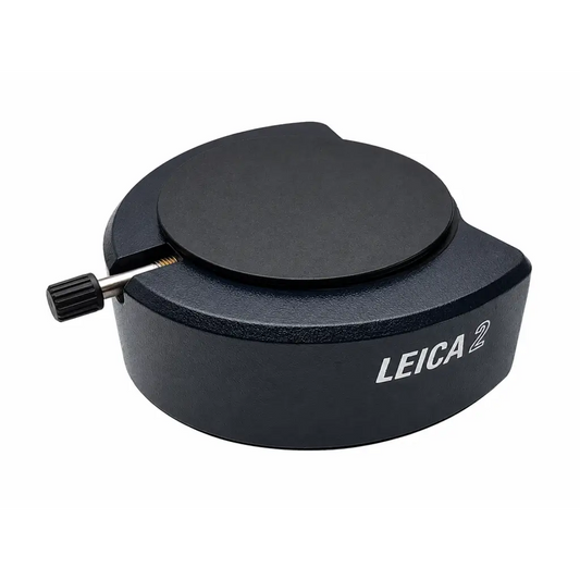 Black eppendorf leica 2 micromanipulator microscope adapter with textured surface and knurled knob