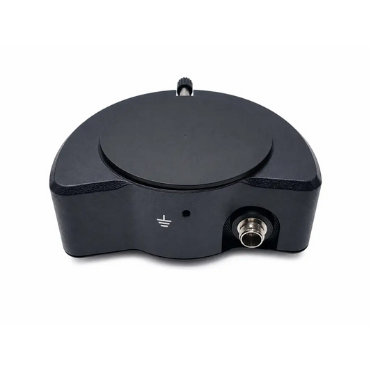 Black matte Eppendorf Leica 2 micromanipulator microscope adapter with circular top and metallic connector port