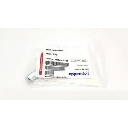 Silver metallic eppendorf rotor key 304301 in clear plastic packaging for eppendorf rotor da23-29 use