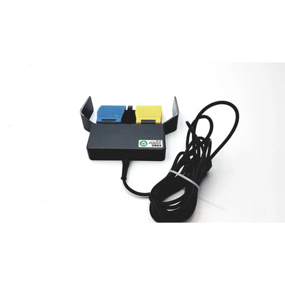 Erbe 20189-027 footswitch black rectangular pedal with blue and yellow push buttons and coiled black cable