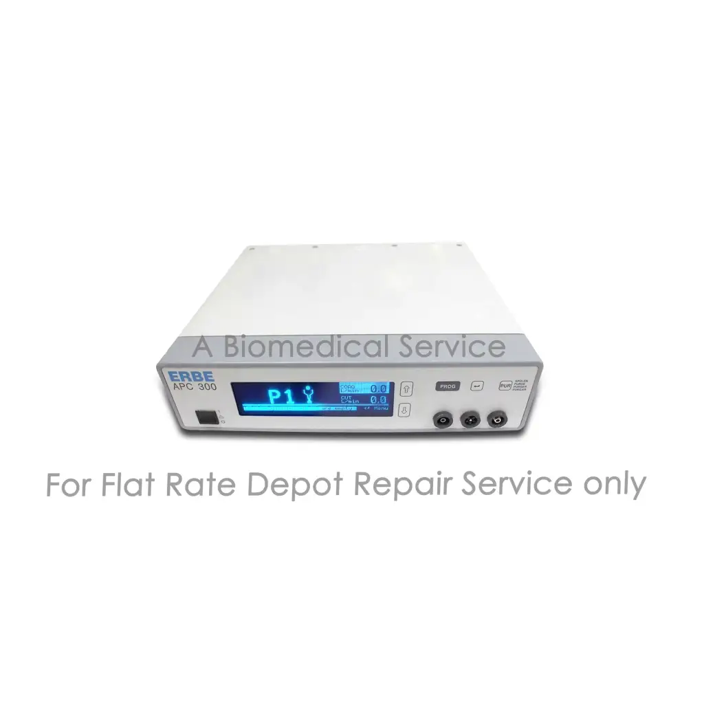 White erbe apc 300 surgical electrosurgical unit with blue digital display p1 for medical equipment flat-rate repair service