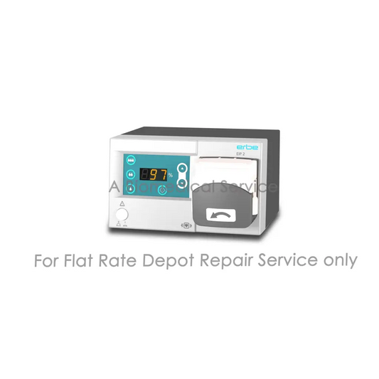 White and gray erbe eip 2 irrigation pump medical equipment with digital display showing 97 percent for flat-rate repair service