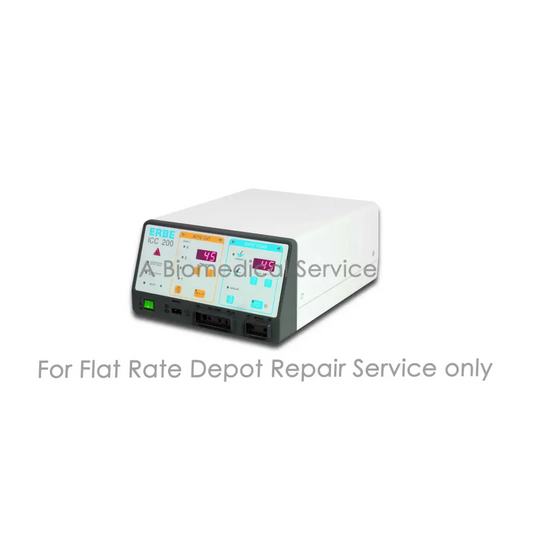 White erbe icd 200 electrosurgical unit with digital display and control buttons for medical equipment repair service