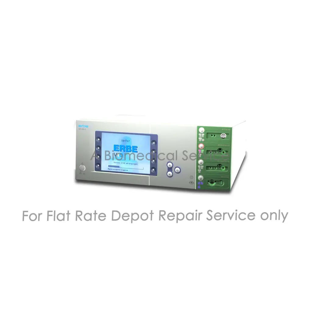 Silver and green erbe vio 200d medical equipment with digital display screen for flat-rate repair service