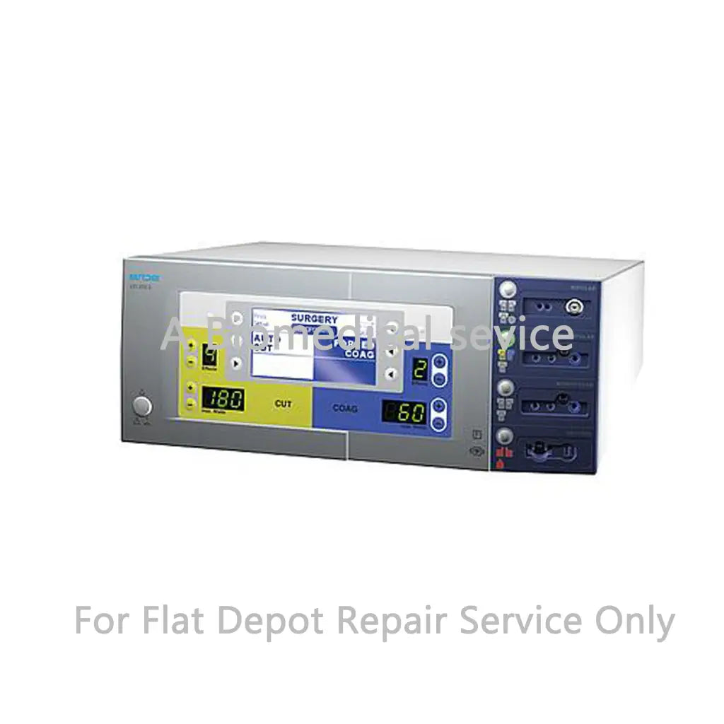 Silver and blue erbe vio 200s electrosurgery unit with digital display panels for medical equipment flat-rate repair service