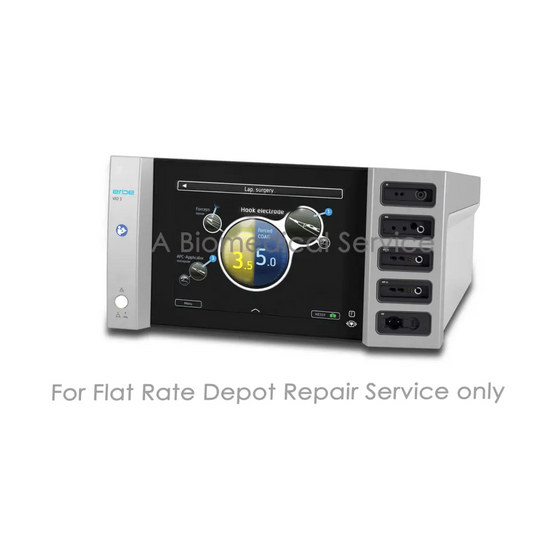 Silver erbe v8.3 surgical electrosurgery unit with black touchscreen medical interface for erbe vio 3 repair service flat-rate repair
