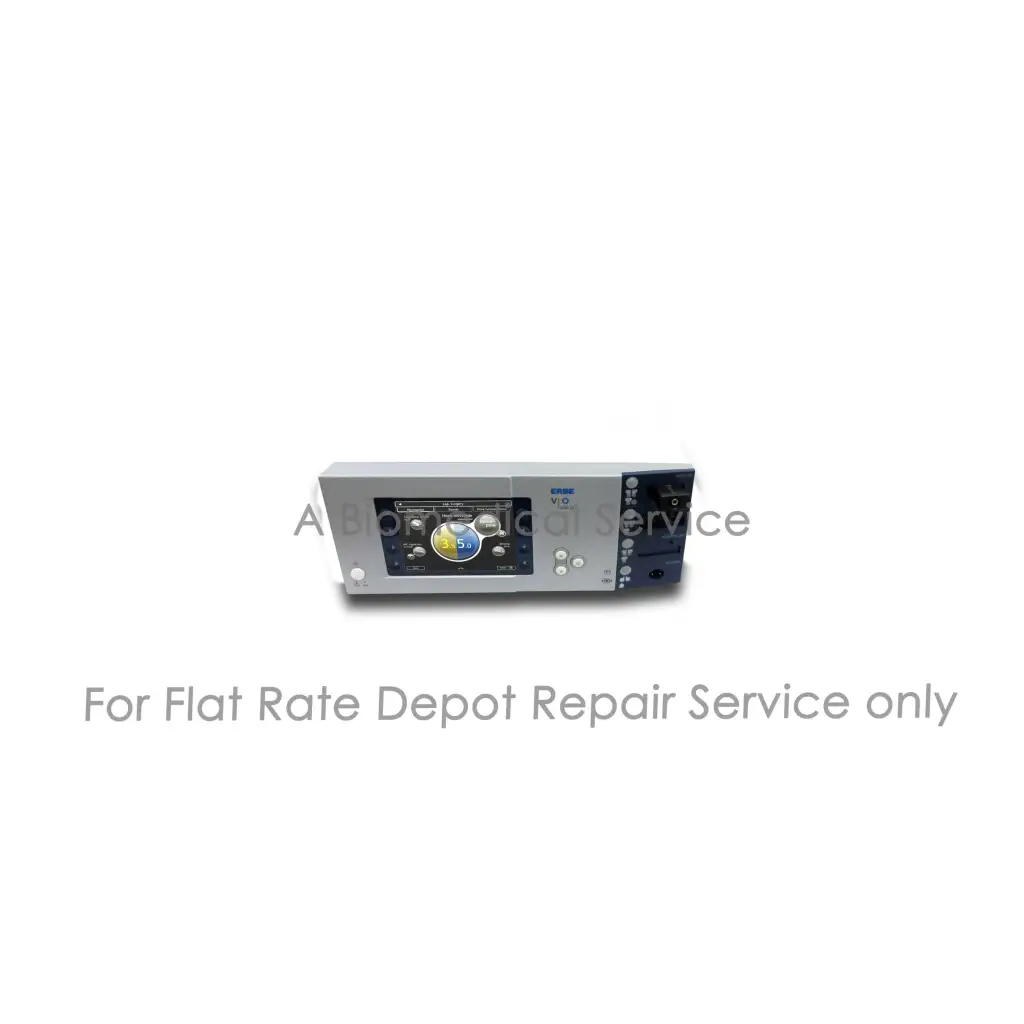 Silver medical equipment console with digital display and control buttons stryker v.o. erbe vio 300d flat-rate repair service