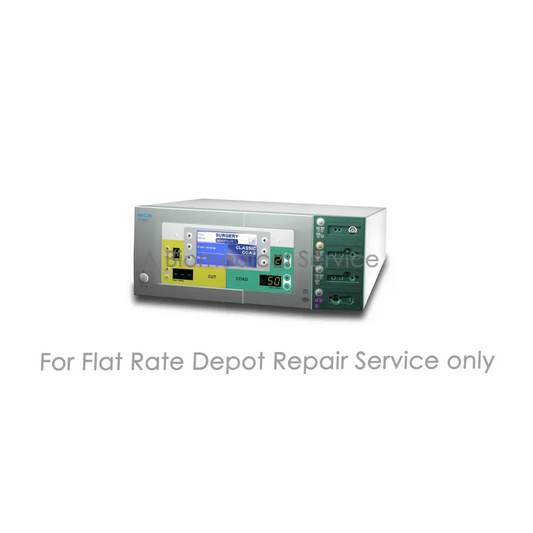 Silver and green erbe vio 300s electrosurgery unit with digital display and controls for medical equipment repair service