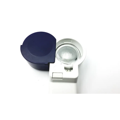 Eschenbach 12.5x 50 d 40 bbhd3-7 compact two-toned magnifying glass with navy blue lid and white base