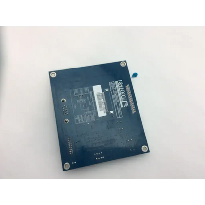 Blue rectangular electronic circuit board with silver screws and elecom label estecom pglm0600400 rev cctech cd-1 board