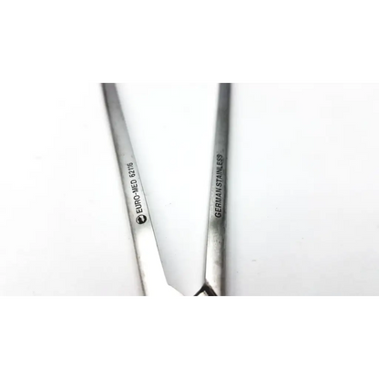 Silver euro-med 62116 dissecting scissors with straight blade made of german stainless steel marked with logo