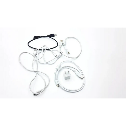 White usb cables and matching white multiport wall charger for evergreen telemetry pressure velocity flow devices