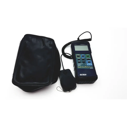 Black extech 407026 foot candle meter ad4-164 with coiled cable sensor and matching protective case