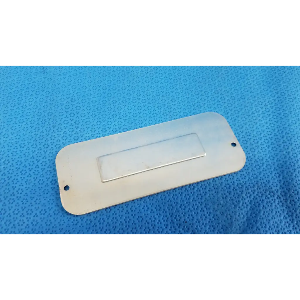 Silver rectangular metal base mechanical interface trim cover plate with recessed slot for topcon trc-nw8 camera
