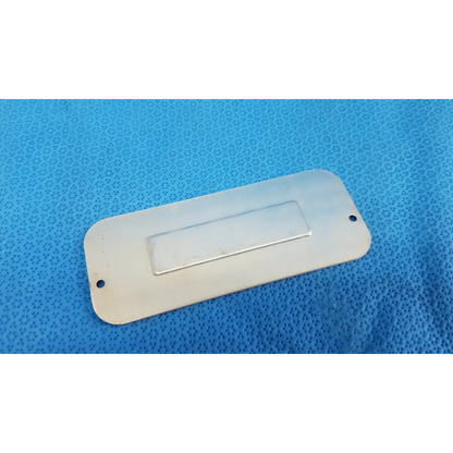 Silver rectangular metal base mechanical interface trim cover plate with recessed slot for topcon trc-nw8 camera