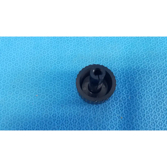 Black plastic external control panel knob with textured ridges and central hole for topcon trc-nw6s retinal camera