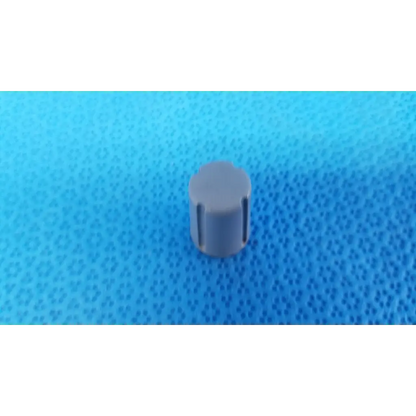 Gray plastic external control panel rotary dial adjustment knob with vertical grooves and indicator stripe for topcon camera