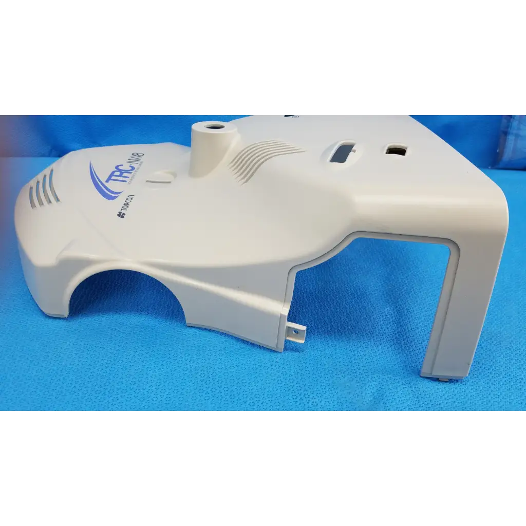 White plastic main optical body housing with molded vents and mounting slots for Topcon TRC-NW8 fundus camera