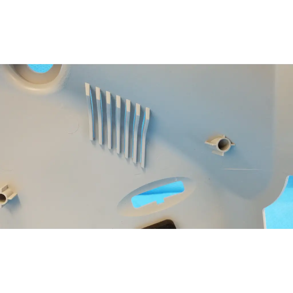 Light blue plastic external main optical body left side shroud housing cover panel with osd button ports for topcon fundus camera