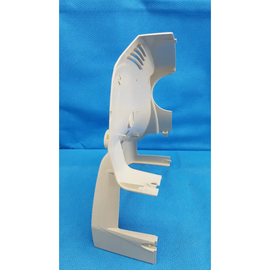 Off-white plastic main optical body left side shroud with molded ventilation slots for Topcon TRC-NW8 camera
