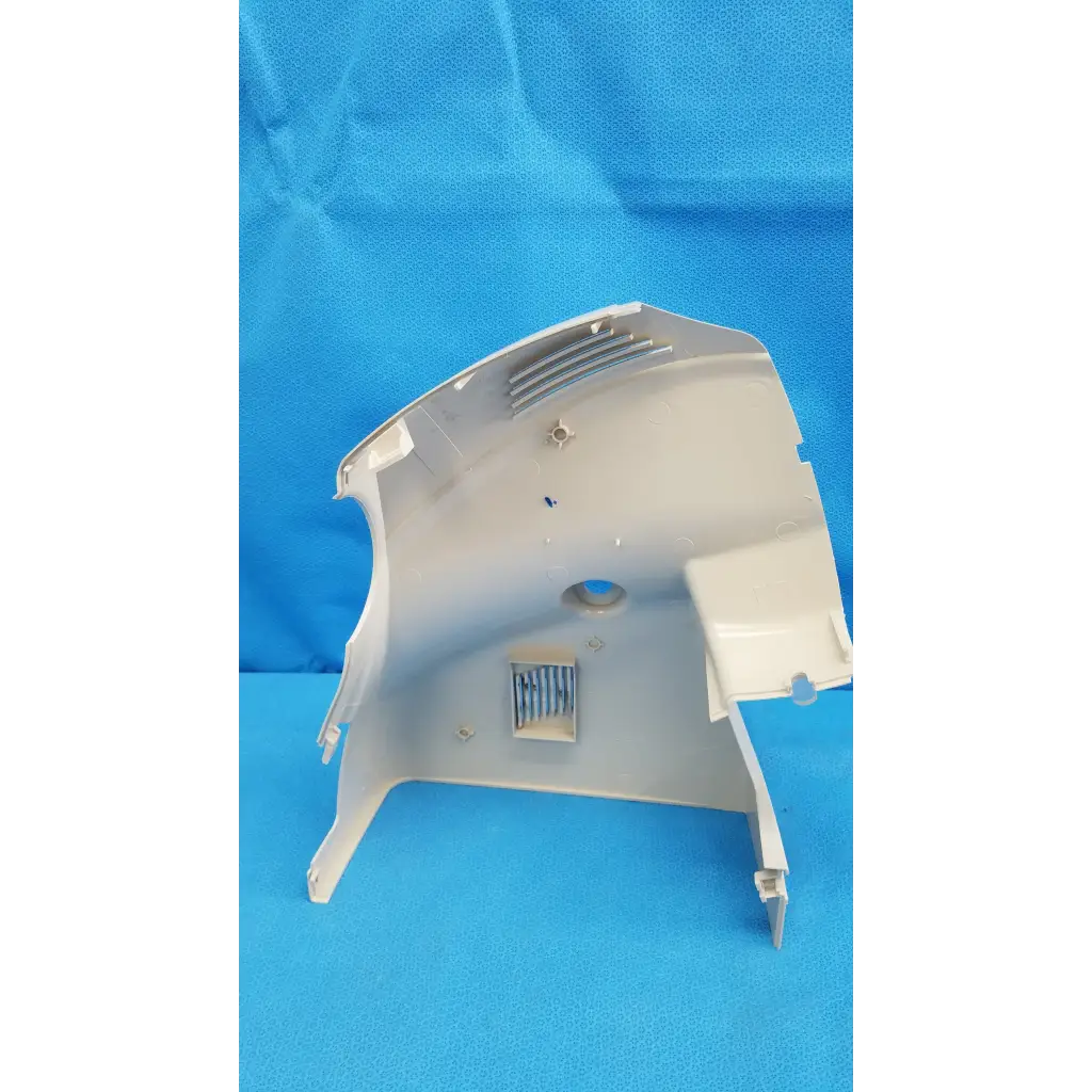 Gray plastic external main optical body side shroud cover panel with ventilation slats and mounting tabs for Topcon TRC-NW8