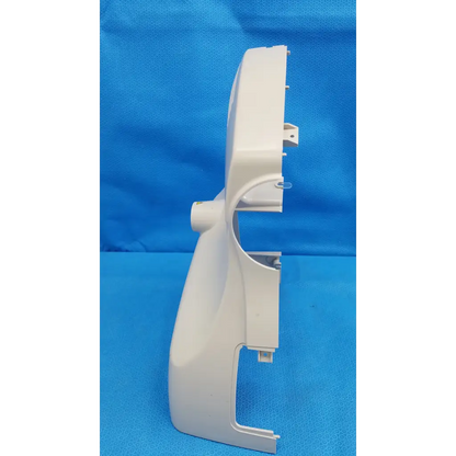 Off-white plastic external main optical body side shroud housing cover panel with molded contours and mounting tabs