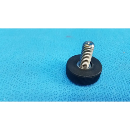 External mechanical leveling screw foot with black rubber cap and shiny silver threaded bolt for topcon trc-nw6s camera