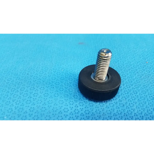 External mechanical leveling screw foot with black rubber cap and shiny silver threaded bolt for topcon trc-nw6s camera