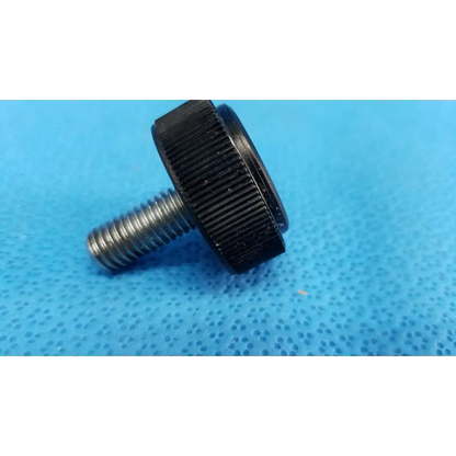 Black knurled mechanical leveling screw foot with metallic threaded bolt for Topcon TRC-NW8 retinal camera