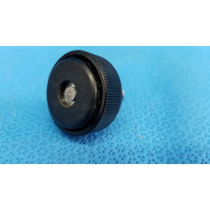 Black plastic mechanical leveling screw foot with textured ridges and central metallic threaded bolt for Topcon TRC-NW8 camera