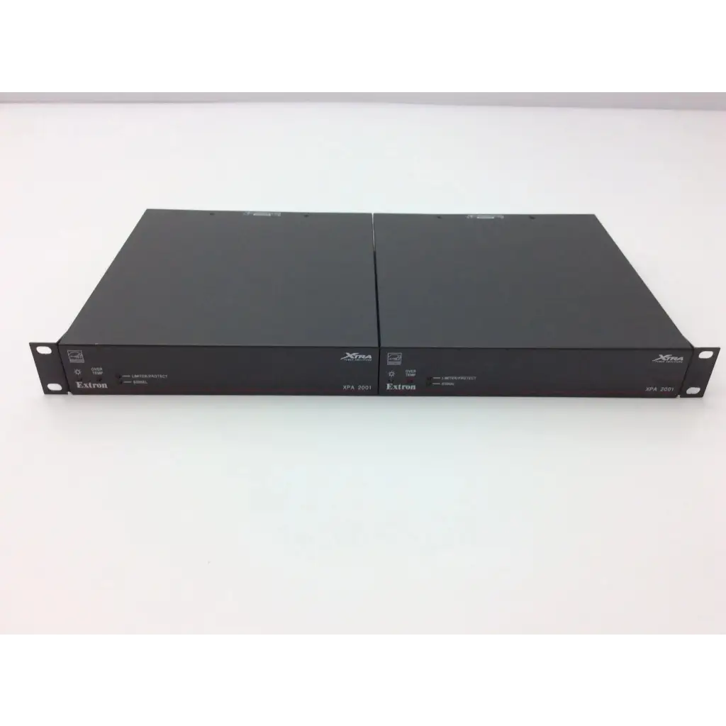 Black metal rack-mountable extron xtra xpa 2001 power amplifier audio processors for professional sound systems