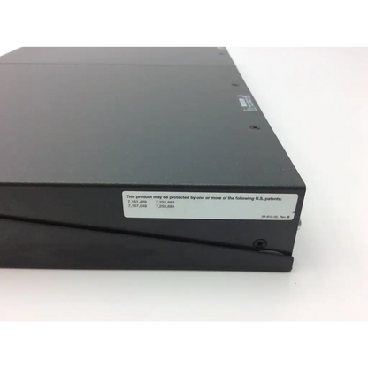 Black rectangular extron xtra xpa 2001 power amplifier with matte finish and white patent label on side