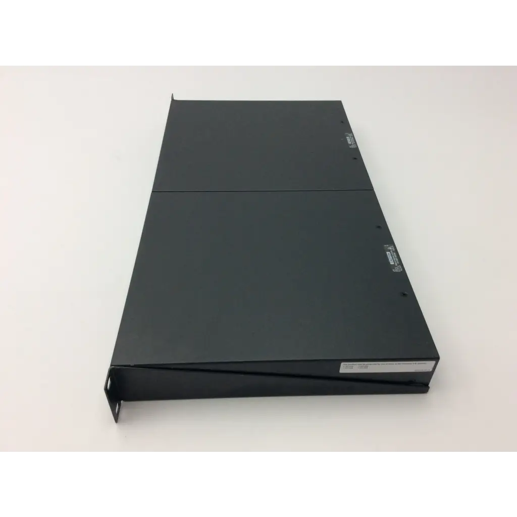Black metal server rack with matte finish and side mounting brackets for extron xtra xpa 2001 power amplifier
