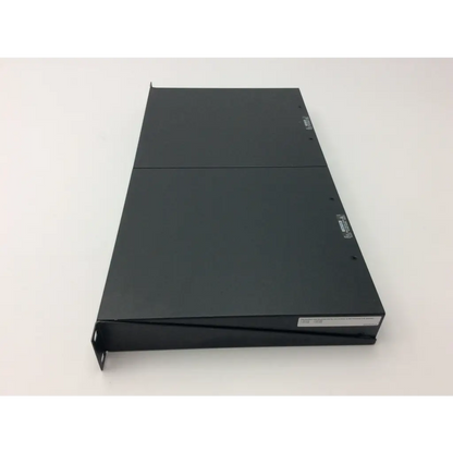 Black metal server rack with matte finish and side mounting brackets for extron xtra xpa 2001 power amplifier
