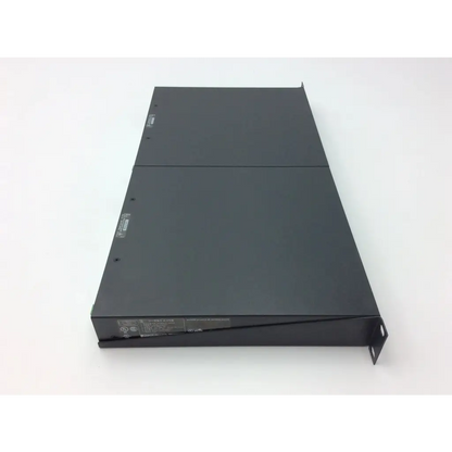 Black metal server rack with sleek minimalist design and side mounting brackets for extron xtra xpa 2001 power amplifier
