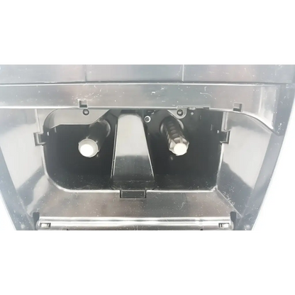 Black plastic housing with two white cylindrical light bulbs inside fargo dtc 1000 color id badge card printer