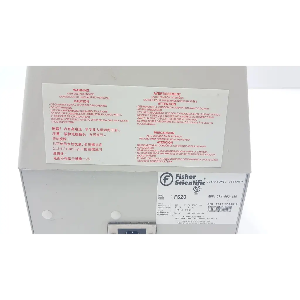 Load image into Gallery viewer, Fisher Scientific FS20 Ultrasonic Cleaner - Medical parts