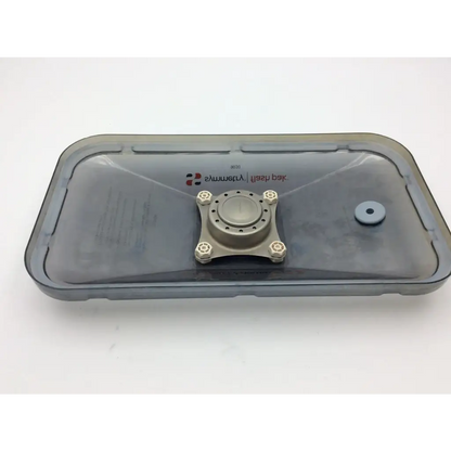 Gray translucent plastic flashpak battery pack with metallic center and hexagonal mounts for riley medical sterilization container lid aci-92 127231nj