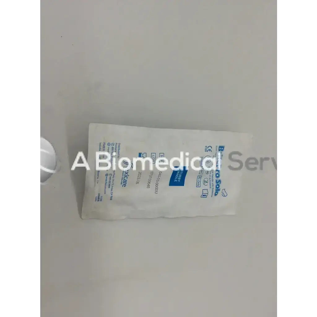 White plastic package with blue text and logo for biometra sono medical device flexicare britepro fiber optic laryngoscope handle