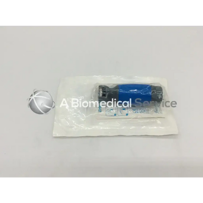 Blue and black flexicare britepro fiber optic laryngoscope handle with batteries in clear plastic packaging