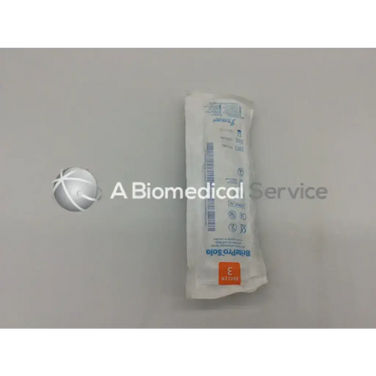 White sterile medical instrument in flexicare britepro solo miller 3 040-334u packaging with blue and orange labeling