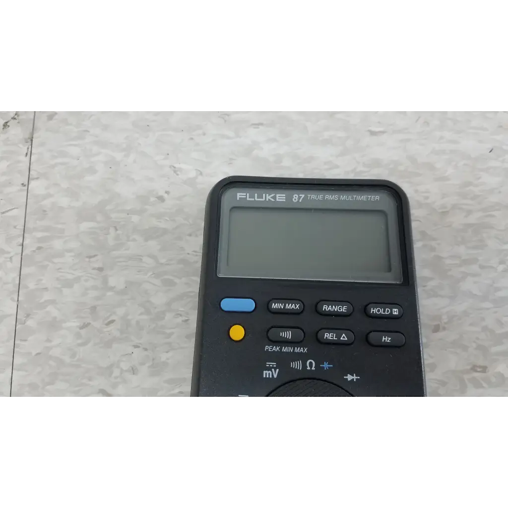 Black fluke 87 true rms digital handheld multimeter with digital display and multiple function buttons for precise measurements