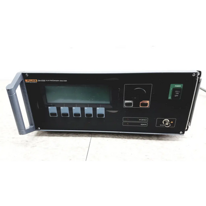 Black fluke biomedical qa-esii electrosurgery analyzer with digital display and control buttons for precise testing
