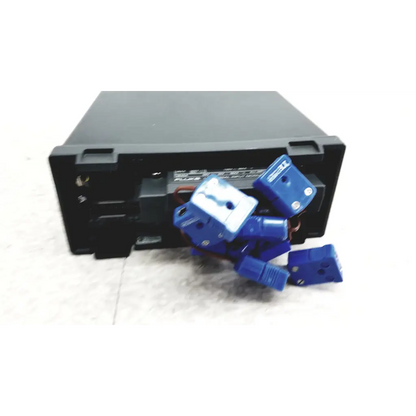 Black rectangular fluke hydra series ii data acquisition unit with 2645a universal input module and blue connectors