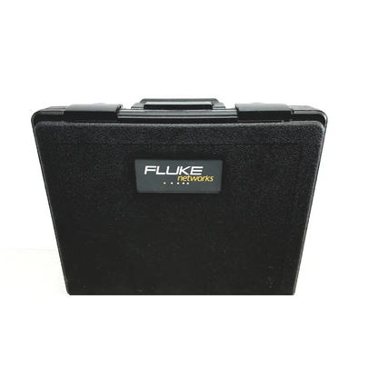 Black textured hard-shell case with silver and gold fluke networks logo for lan cablemeter cable testing accessories