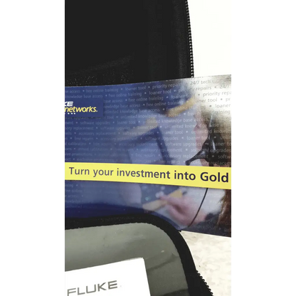 Black zippered pouch for fluke networks ftk1300 simplifiber pro fiber optic test kit with yellow investment banner