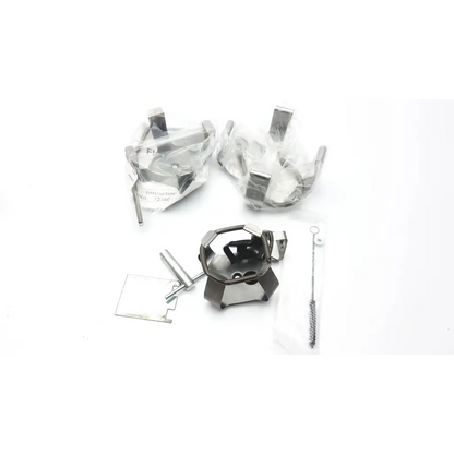 Silver metallic hexagonal camping stove with black interior and attached burner assembly for forma scientific orbital shaker 4518