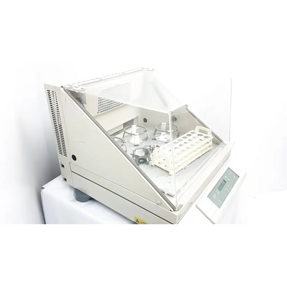 White laboratory centrifuge with transparent lid and digital control panel for forma scientific orbital shaker use