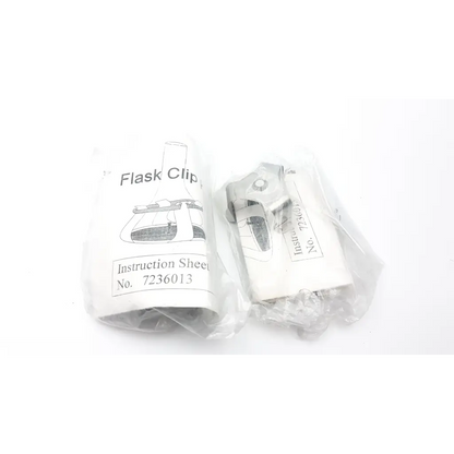 Silver metal flask clip in clear packaging with instruction sheet for forma scientific orbital shaker 4518 scientific orbital shaker